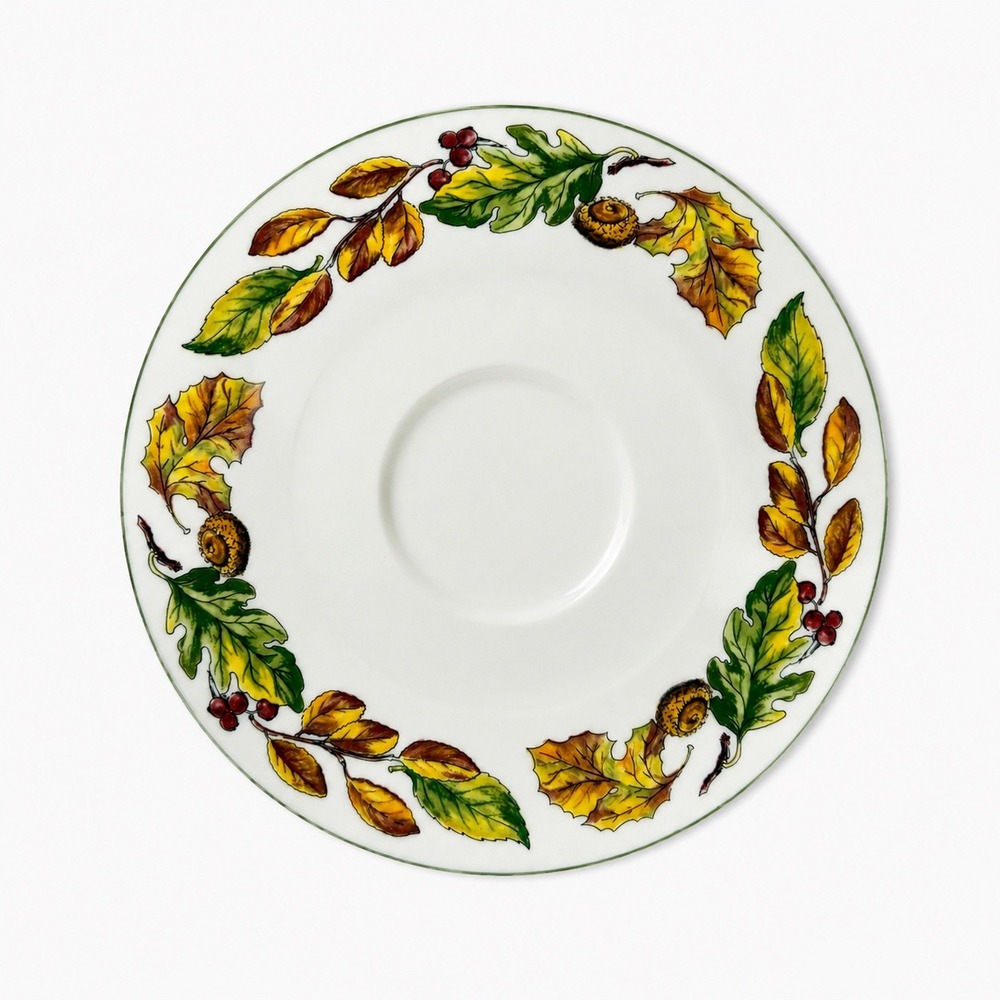American‎ Atelier Pilgrims Harvest Saucers Set of 2 Fall Oak Leaf Acorn 7035-45